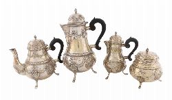 18TH-CENTURY LOUIS XVI STYLE SILVER FOUR-PIECE TEA AND COFFEE SERVICE