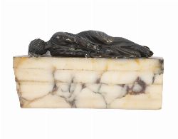 19TH-CENTURY BRONZE FIGURE OF SAINT CECILIA AFTER STEFANO MADERNO