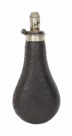 18TH-CENTURY LEATHER POWDER FLASK