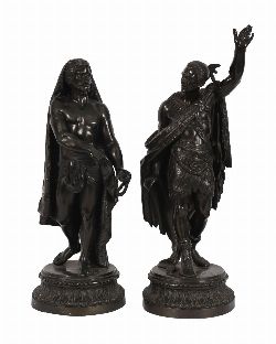 PAIR OF 19TH-CENTURY BRONZE SCULPTURES, EACH AN ARAB FIGURE