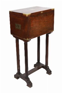 19TH-CENTURY MAHOGANY AND BRASS-BOUND CUTLERY CHEST