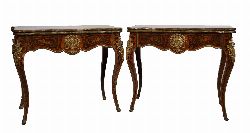 PAIR OF 19TH-CENTURY ORMOLU-MOUNTED KINGWOOD AND MARQUETRY GAMES TABLES