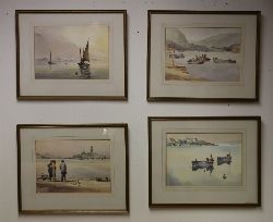 FRANCIS LEKE - SET OF FOUR HARBOUR AND ESTUARY WATERCOLOURS