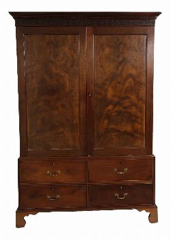 GEORGIAN MAHOGANY GENTâ€™S WARDROBE