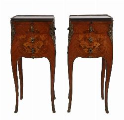 PAIR OF 19TH-CENTURY ORMOLU MOUNTED KINGWOOD AND MARQUETRY CHESTS, EACH WITH BRUSHING SLIDE
