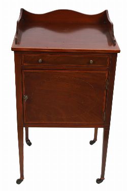 SUPERB EDWARDIAN MAHOGANY AND FRUITWOOD CROSSBANDED BEDSIDE PEDESTAL