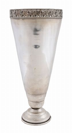 FRENCH ART DECO SILVER-PLATED VASE