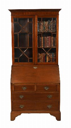 EDWARDIAN MAHOGANY BUREAU BOOKCASE