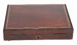 EARLY 19TH-CENTURY ROSEWOOD AND BRASS-INLAID CASED GAMES COMPENDIUM