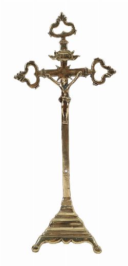 BRASS AND STEEL CRUCIFIX, 17TH - 18TH CENTURY