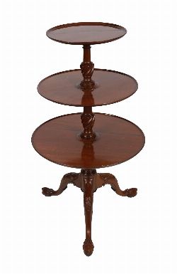 GEORGE III PERIOD MAHOGANY THREE-TIER DUMBWAITER
