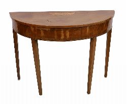 GEORGE III MAHOGANY CHECKERED INLAID AND SATINWOOD SIDE TABLE