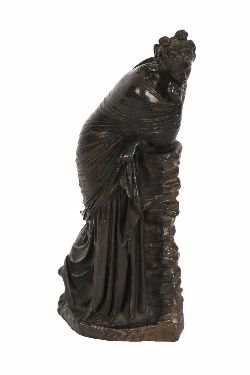 19TH-CENTURY FRENCH PATINATED BRONZE FIGURE OF A CLASSICAL WOMAN
