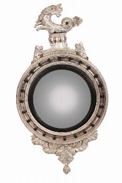 REGENCY SILVER-GILT FRAMED CONVEX MIRROR