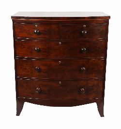 GEORGE III MAHOGANY BOW-FRONT CHEST OF DRAWERS