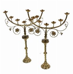 19TH-CENTURY ECCLESIASTICAL BRASS CANDELABRAS (PAIR)