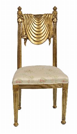 REGENCY-STYLE CARVED GILTWOOD SIDE CHAIR