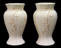 PAIR OF MODERN BELLEEK VASES