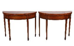 PAIR OF GEORGE III SATINWOOD AND INLAID CARD TABLES