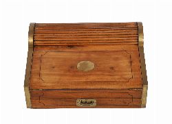 NAPOLEON III MAHOGANY AND BRASS INLAID WRITING SLOPE