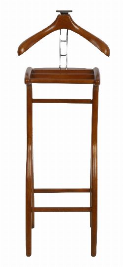 DESIGNER MAHOGANY AND CHROME GENTâ€™S VALET