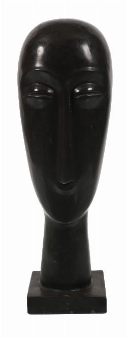 IMPORTANT CONTEMPORARY BLACK MARBLE HEAD SCULPTURE

