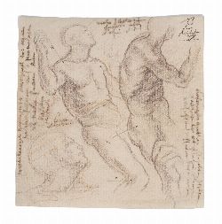 ANATOMICAL STUDY OF A MALE FIGURE, CIRCLE OF MICHELANGELO BUONARROTI (1475â€“1564)