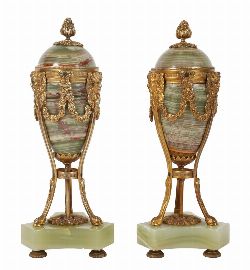 PAIR OF 19TH-CENTURY ORMOLU AND ALABASTER CANDLESTICKS