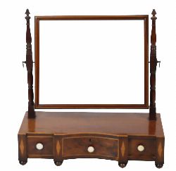 REGENCY MAHOGANY AND BOXWOOD INLAID FRAMED TOILET MIRROR