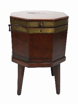 GEORGE III MAHOGANY AND BRASS-BOUND WINE COOLER