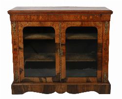 VICTORIAN MARQUETRY-INLAID WALNUT PIER CABINET