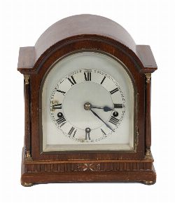 EDWARDIAN CHIMING MAHOGANY MANTEL CLOCK