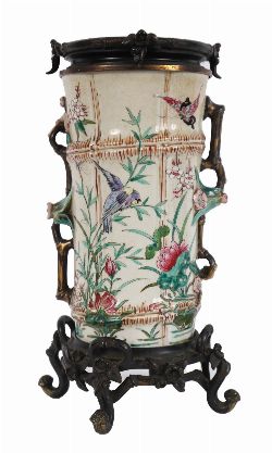 19TH-CENTURY CONTINENTAL CERAMIC AND BRONZE VASE