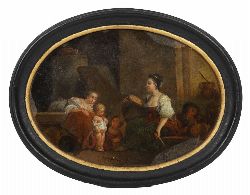 LATE 18TH / EARLY 19TH-CENTURY REVERSE-PAINTED GLASS GENRE SCENE