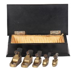 LATE 19TH-CENTURY CONTINENTAL MINIATURE BRASS VIOLIN PLANES