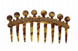 TORTOISESHELL HAIR COMB WITH GILT METAL DECORATION, 19TH CENTURY