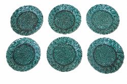 SET OF SIX CERAMIC CABBAGE LEAF PLATES