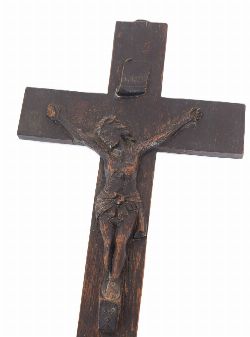 CARVED ONE-PIECE WOOD CRUCIFIX