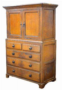 19TH-CENTURY PINE FARMHOUSE KITCHEN CUPBOARD