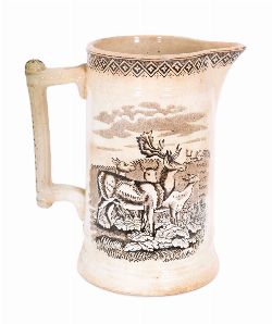 TRANSFER-PRINTED MILK JUG WITH â€œDEERINâ€ LANDSCAPE PATTERN