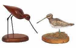 TWO CARVED WOOD BIRD DECOYS