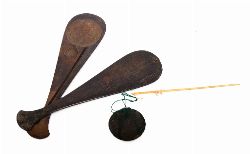 EBONY AND BRASS BALANCE SCALES WITH WEIGHT