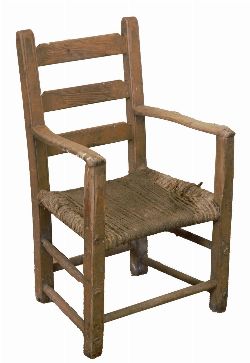 19TH-CENTURY ASH KITCHEN SUGAN ARMCHAIR