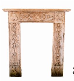 19TH-CENTURY CARVED PINE FIRE SURROUND