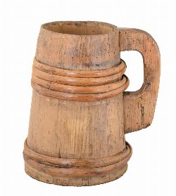 19TH-CENTURY PINE STAVE-BOUND WATER VESSEL