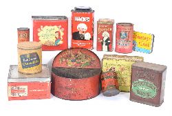 COLLECTION OF TWELVE ADVERTISING TIN BOXES