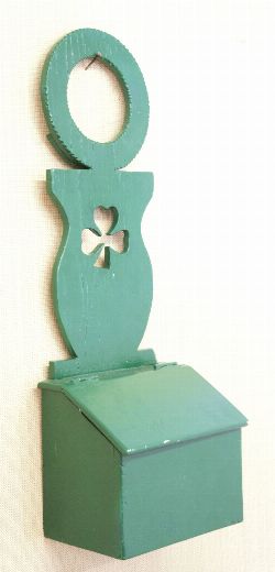 VERNACULAR PAINTED PINE WALL BRACKET WITH SHAMROCK DECORATION