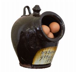 19TH-CENTURY GLAZED POTTERY SALT DISPENSER