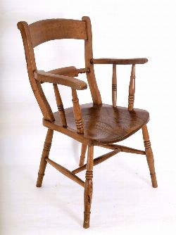 19TH-CENTURY PINE KITCHEN ARMCHAIR