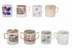 COLLECTION OF EIGHT 19TH-CENTURY SPONGEWARE MUGS